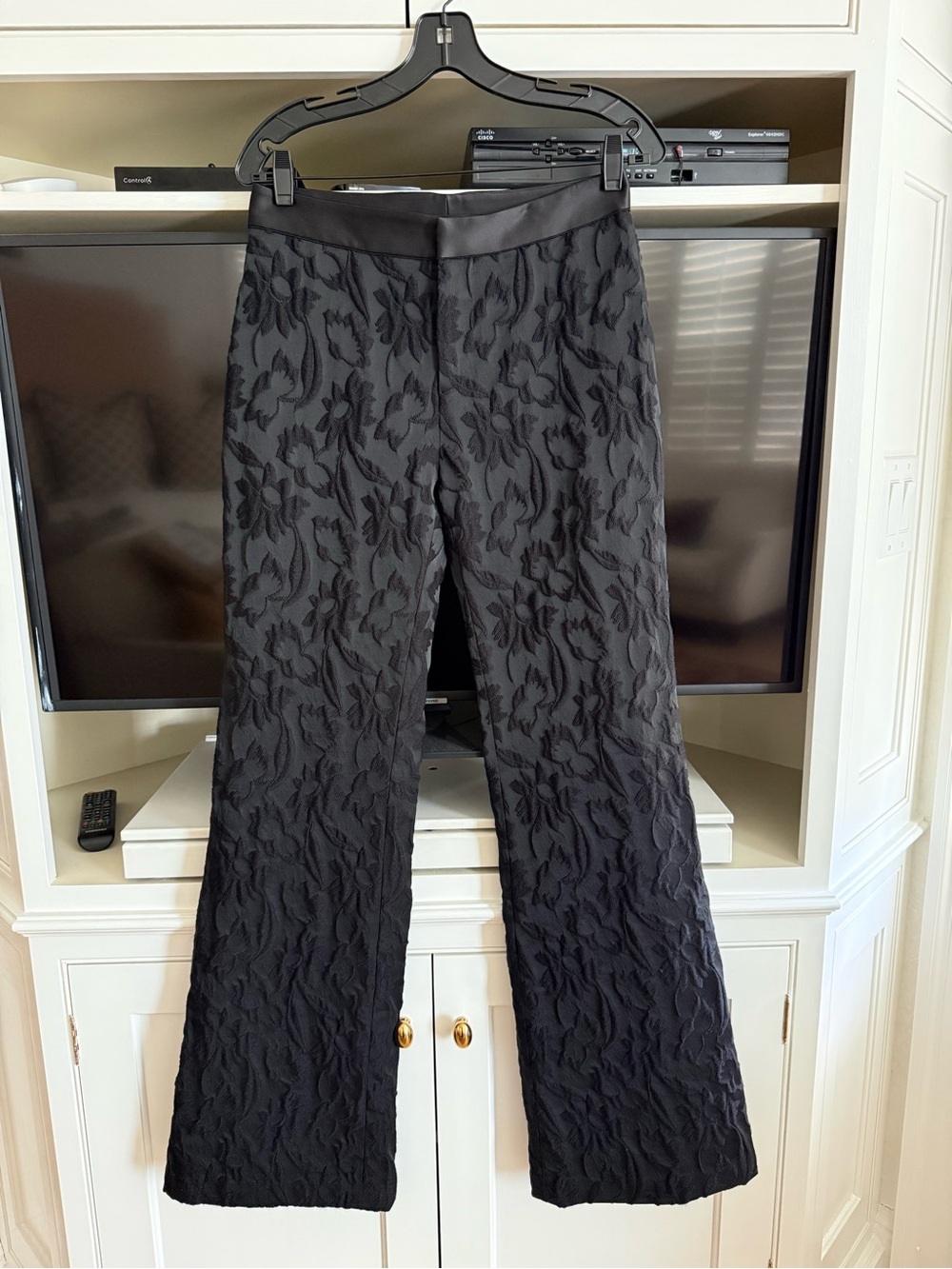 Alexis Black Jacquard Flared Trousers